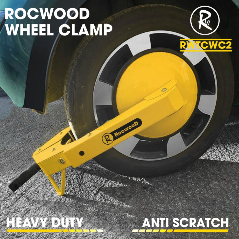 Safety Lock Wheel Clamp Heavy Duty Steel Car Van For Caravan Trailer Yellow 404738639608