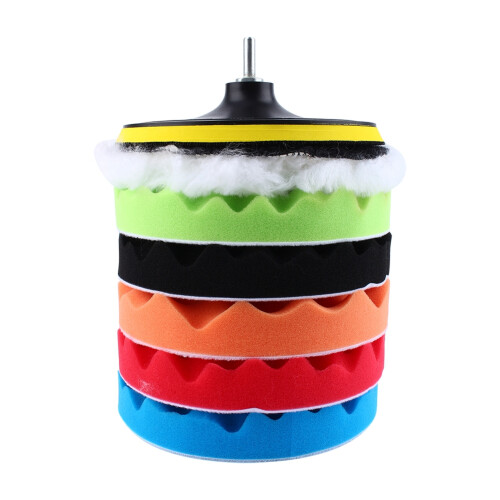 7" Sponge Polishing Buffing Pads Kit with M14 Drill Adapter - 7PCS 2