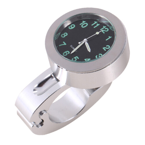 Universal Silver Waterproof Motorcycle Handlebar Mount with Glow Clock 1pc