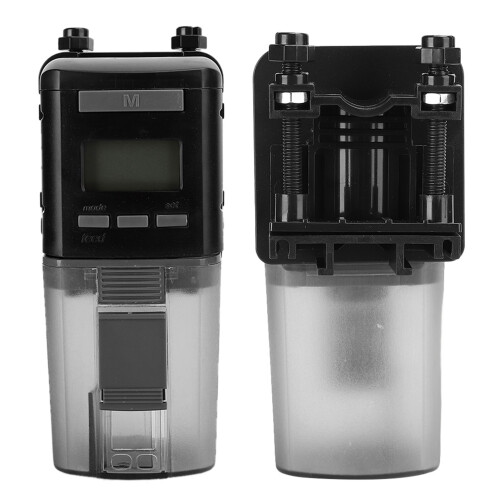 Mini Automatic Fish Feeder Digital LCD Timer 2xAA Batteries Black