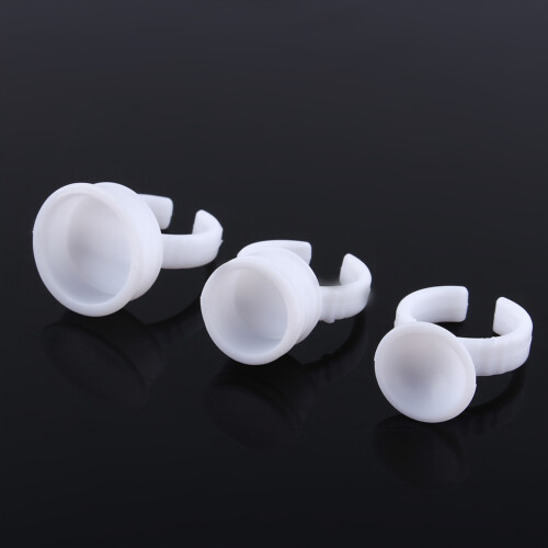 White Plastic Disposable Glue Rings 100pcs for Eyelash Extension Pallet Holder 2