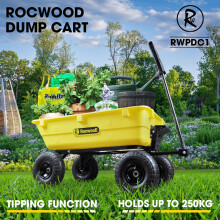 250kg Poly Dump Cart Trolley RocwooD 80L Garden Tipping Wheelbarrow Utility