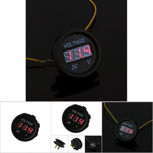 Universale 12-24V Waterproof Digital Voltmeter Socket with Red LED Light