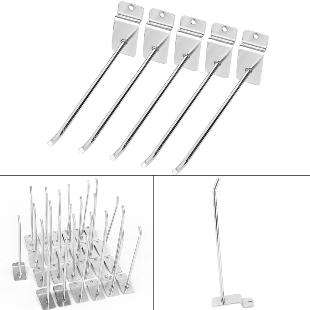 25 Chrome Slat Wall Hooks 6in
