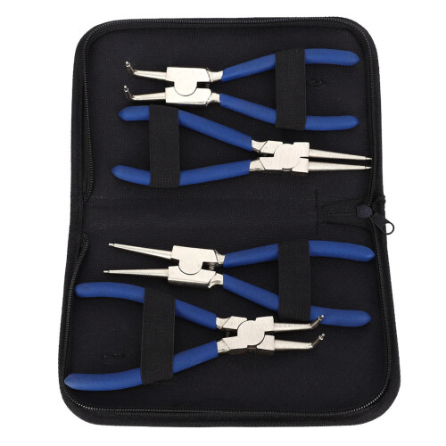 Complete 4pc Circlip Pliers Kit 7 Inch Internal External Bent Snap Ring 2