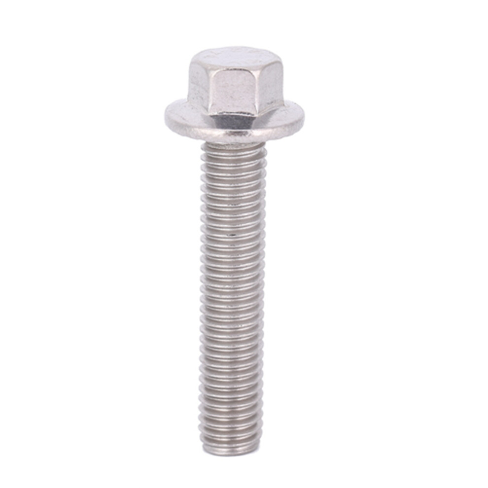 10Pcs M8 Ss304 Flanged Hex Screws Cap Head Bolts, 16-40Mm, Silver 5081393017986