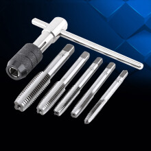 Metal Thread Tap & T Wrench 6pcs Hand Tool Set - Robust Steel Easy to Use