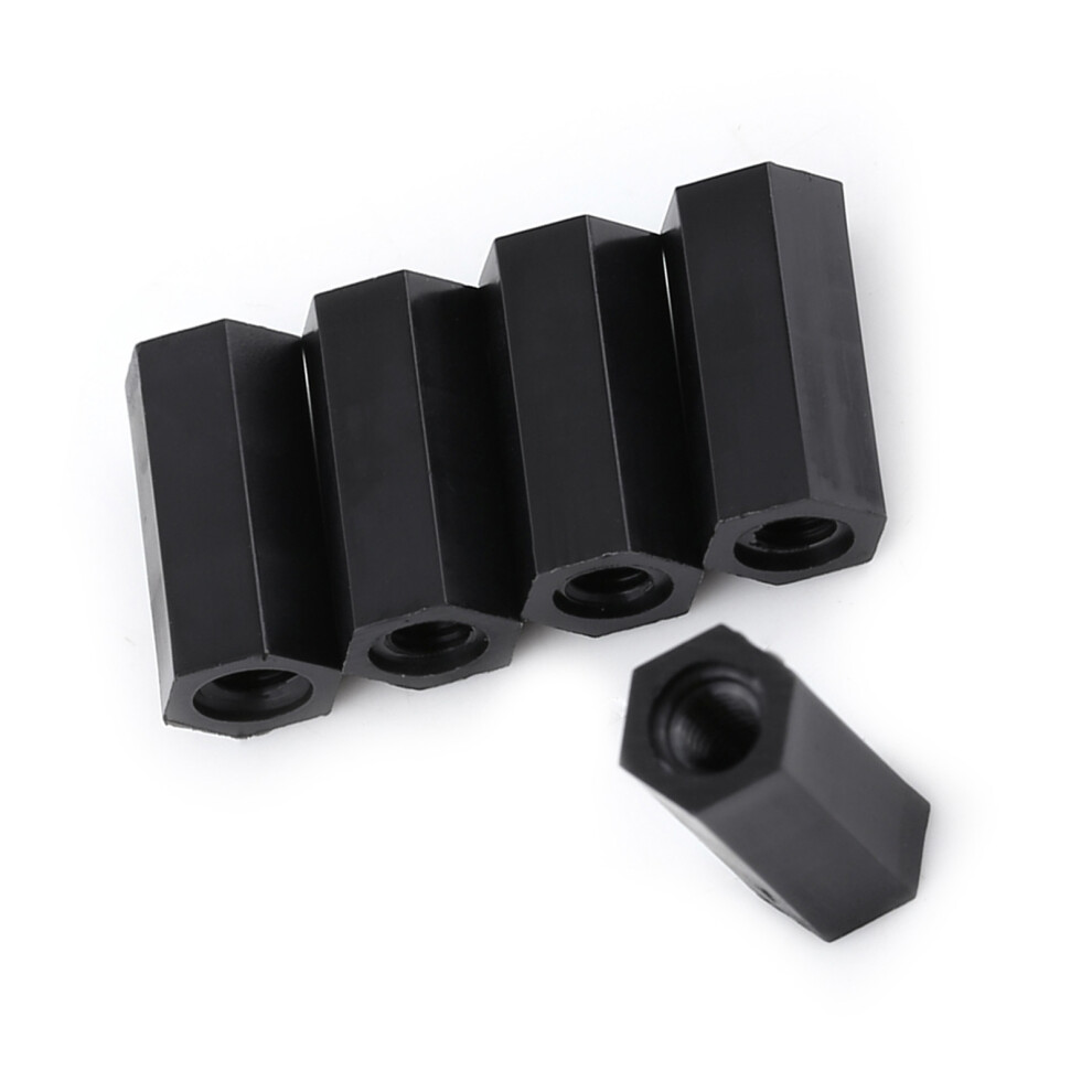 Black Pa66 M3 Female X M3 Female Hex Standoff Spacers 100 Pack 9381393019000