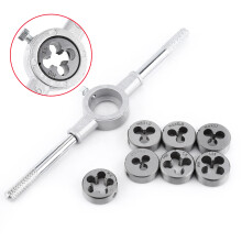 Metal 8PCS Screw Die & Wrench Spanner Set for External Thread Tapping & Repair