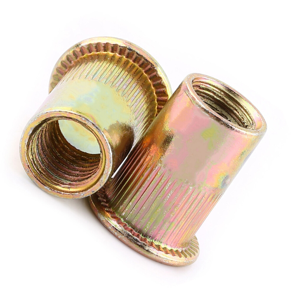 Carbon Steel Flat Threaded Rivet Nut M6x100pcs Flange Nutsert Fastener Durable 4681393019471