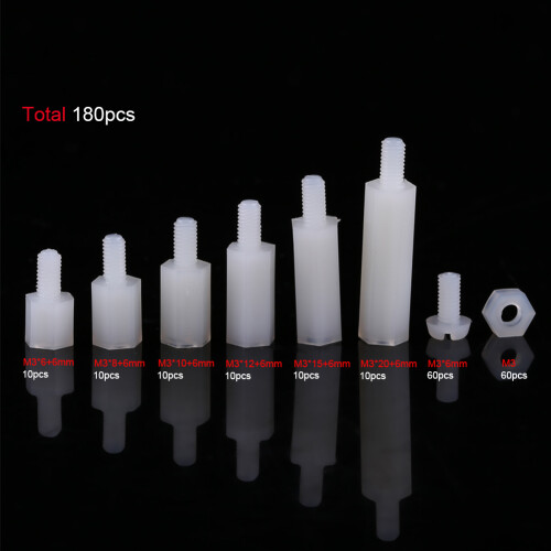 White Nylon M3 Hex Standoff Kit 180pcs