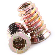 Durable Carbon Steel M6*20mm Hex Drive Insert Nut for Wood Threaded Fixing