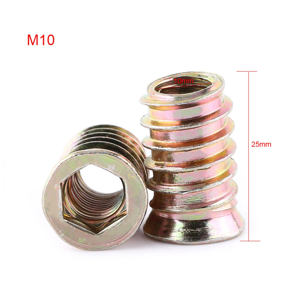 Steel Insert Nut M10 Hex Socket Wood Use
