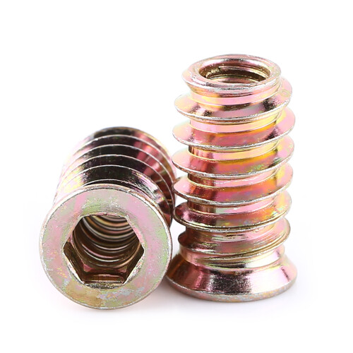 Durable Carbon Steel M6*20mm Hex Drive Insert Nut for Wood Threaded Fixing 1