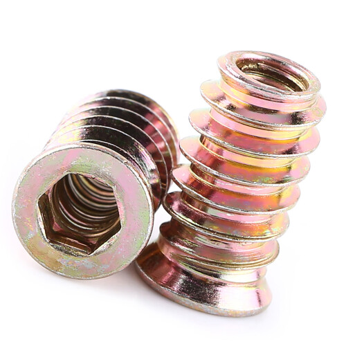 Durable Carbon Steel M6*20mm Hex Drive Insert Nut for Wood Threaded Fixing 2