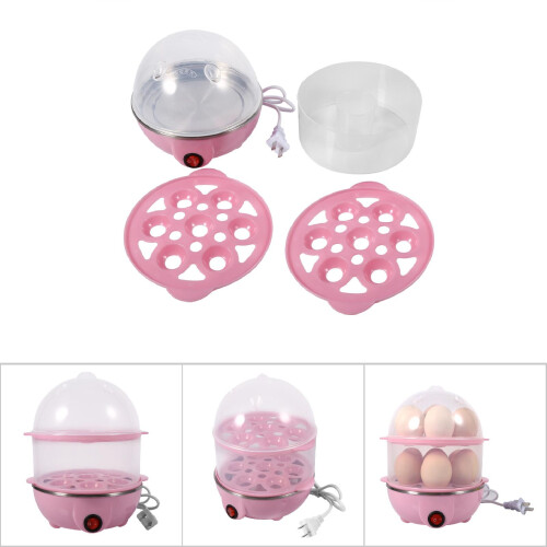 Multi-Function Pink Electric Eggs Boiler with Double Layer Design for Kitchen