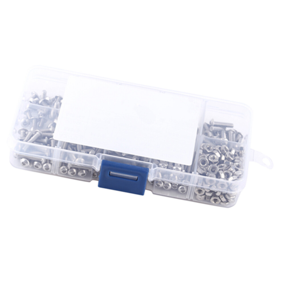 340Pcs M3 Stainless Steel Ss304 Button Head Hex Socket Screw Nut Set 8291393023277