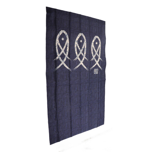 Fish Pattern Door Curtain Divider, Blue & White, 150x85cm 2
