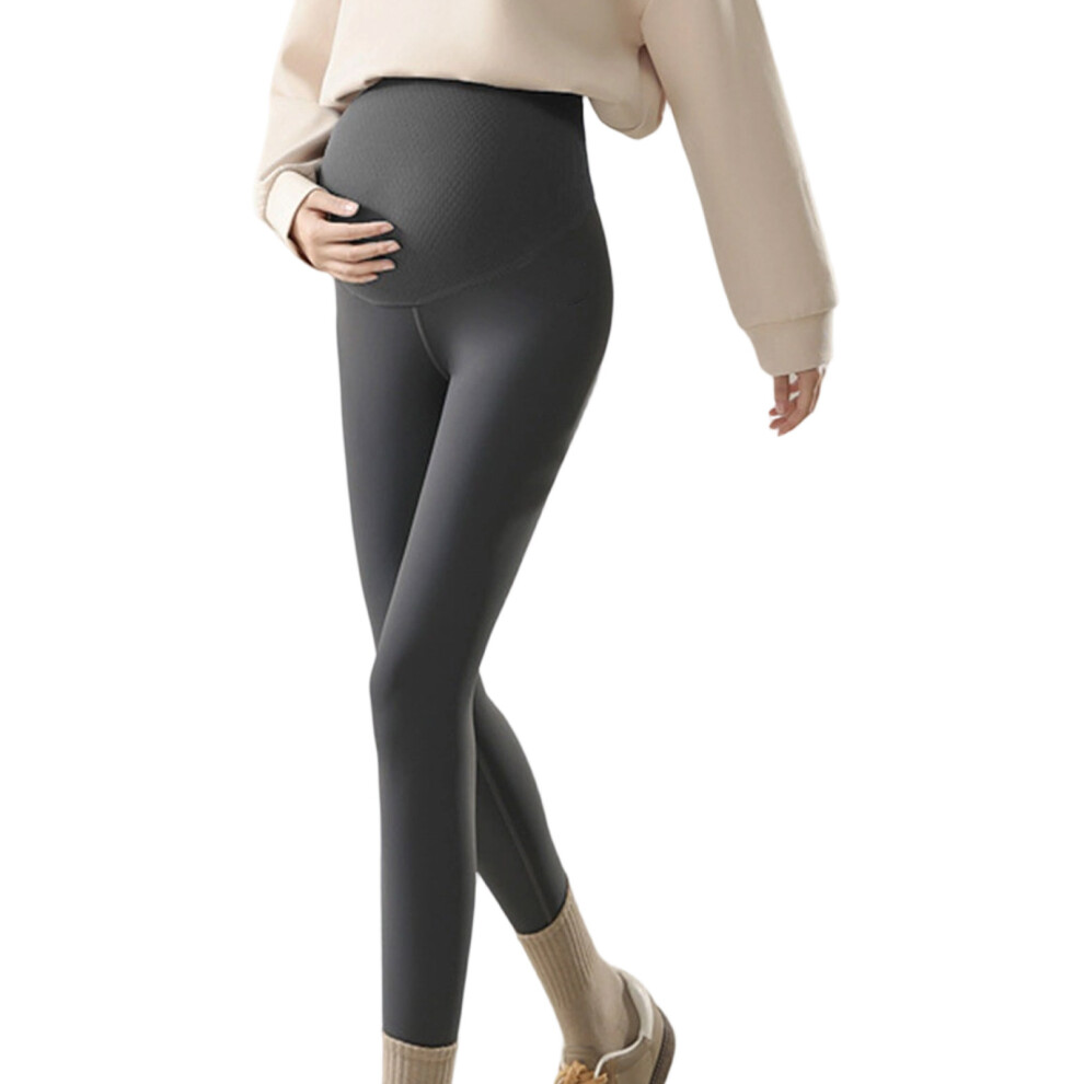 Supportive Waist Maternity Leggings Fleece-Dark Grey XXL