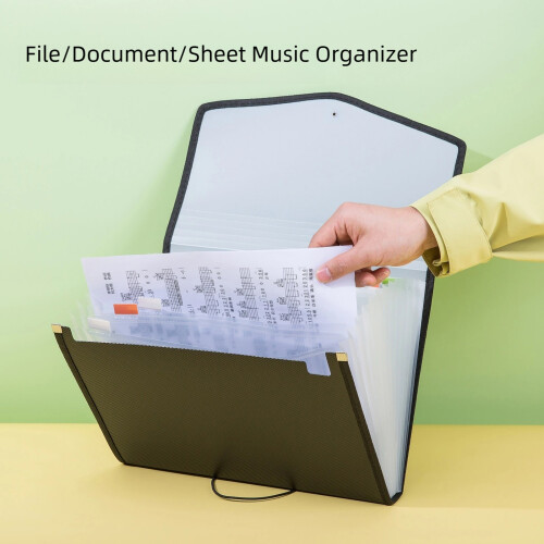 Professional File Organiser 13 Pockets Expandable-Green  A4. 1
