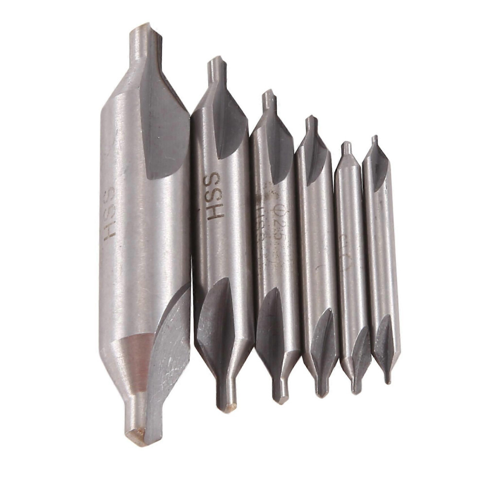 6 Pcs Hss Combined Center Drills Bit Set Countersink 60 Degree Angle 5/3/2.5/2/1.5/1 Mm 6935161846591