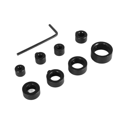Drill Stop Bit Collar Set, 9PCS Adjustable Drill Depth Stop Collar Limit Ring with Carbon Steel Set for Drill Bits 2