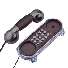 Antique Wall-Mounted Phone with Blue Backlight, Ergonomic Design, 195x80mm