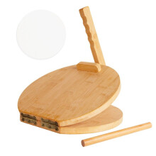 Houten Tortillapers 10 Inch Houten Tortillapersmaker, met Deegroller en 50 Stuks Perkamentpapier, voor Zelfgemaakt