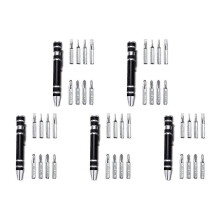 5-teiliger Stift-Schraubendreher-Set Aluminiumlegierung Stifttyp Handschraubenzieher Schwarz