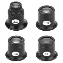 4 Stück Luppe Gläser-Set 5x 10x 15x 20x Uhrenreparatur Luppen-Luppen-Set Lupe