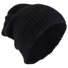 Herren Slouchy Long Beanie Knit Cap für Sommerwinter Oversize Schwarz