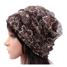 Damen Lady Winter Bandana Mütze Turban Kopfbedeckung Band Spitzenmütze Warmmütze, Kaffee