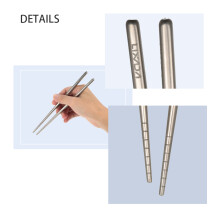Square Titanium Chopsticks 195mm/230mm Reusable Lightweight Camping Utensils