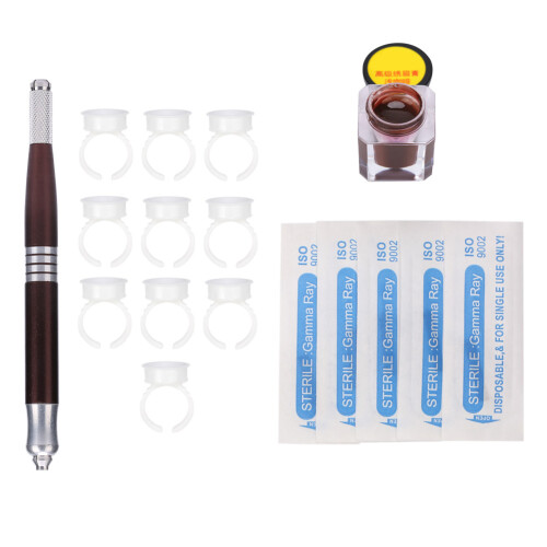 Microblading Tattoo Pen Set Light Coffee with Pigment & Needles 1