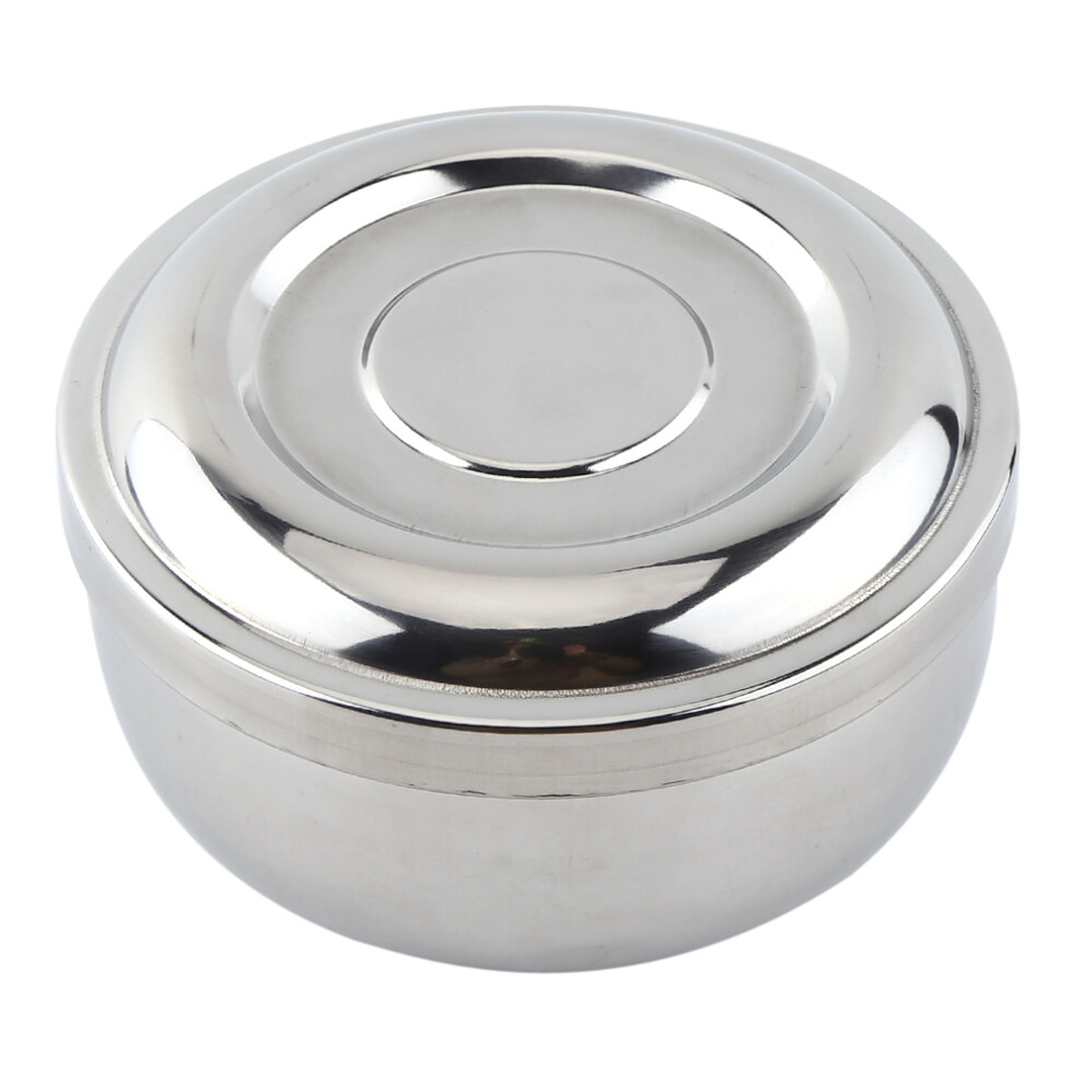Silver Alloy Shaving Soap Mug Bowl With Lid & Faux Badger Brush - 11Cm