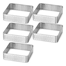 Perforierter Tartenring Edelstahl-Tartletformen quadratische Form Form Kuchenkreis französisches Gebäckbackgerät, 5er-Pack