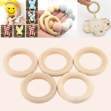 20Pcs Natural Wooden Round Rings for DIY Crafts and Jewelry 55mm