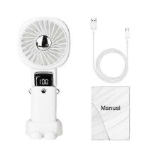 Leistungsstarker tragbarer Lüfter mit LED-Display 5 Geschwindigkeiten Geräuscharm Wiederaufladbarer faltbarer Taschenventilator Kleiner elek