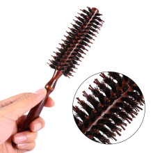 Round Wooden Handle Curly Hair Brush with Anti-Static Coating for Hair Styling