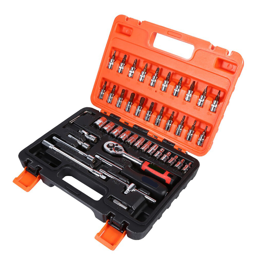 46Pcs Socket Spanner Wrench Set 1/4" Drive Chrome-Vanadium Steel 4951393037127