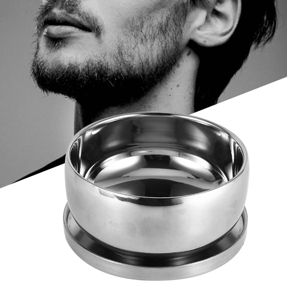 Men's Wet Shaving Soap Mug Bowl Silver Metal Face Care Tool with Lid 120 ml