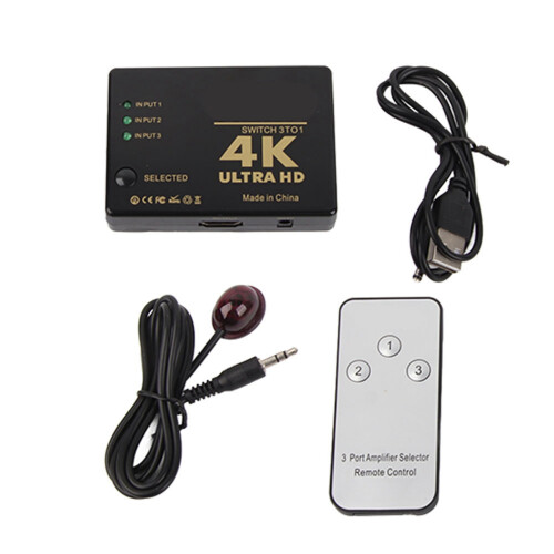 4K Ultra HD 3-Port HDMI Switch Amplifier with Remote Control, Compact Size 1
