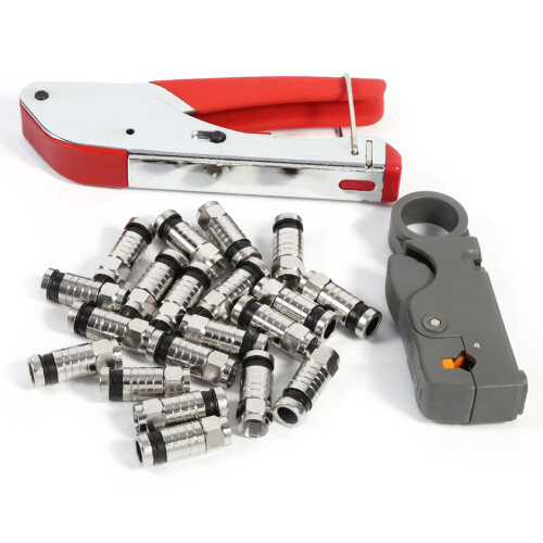 RG59RG6Compatible Coaxial Cable Compression Tool Crimping Tool Wire Stripping Pliers Adjustable Depth Stripping Cable Stripper Tool High Impact