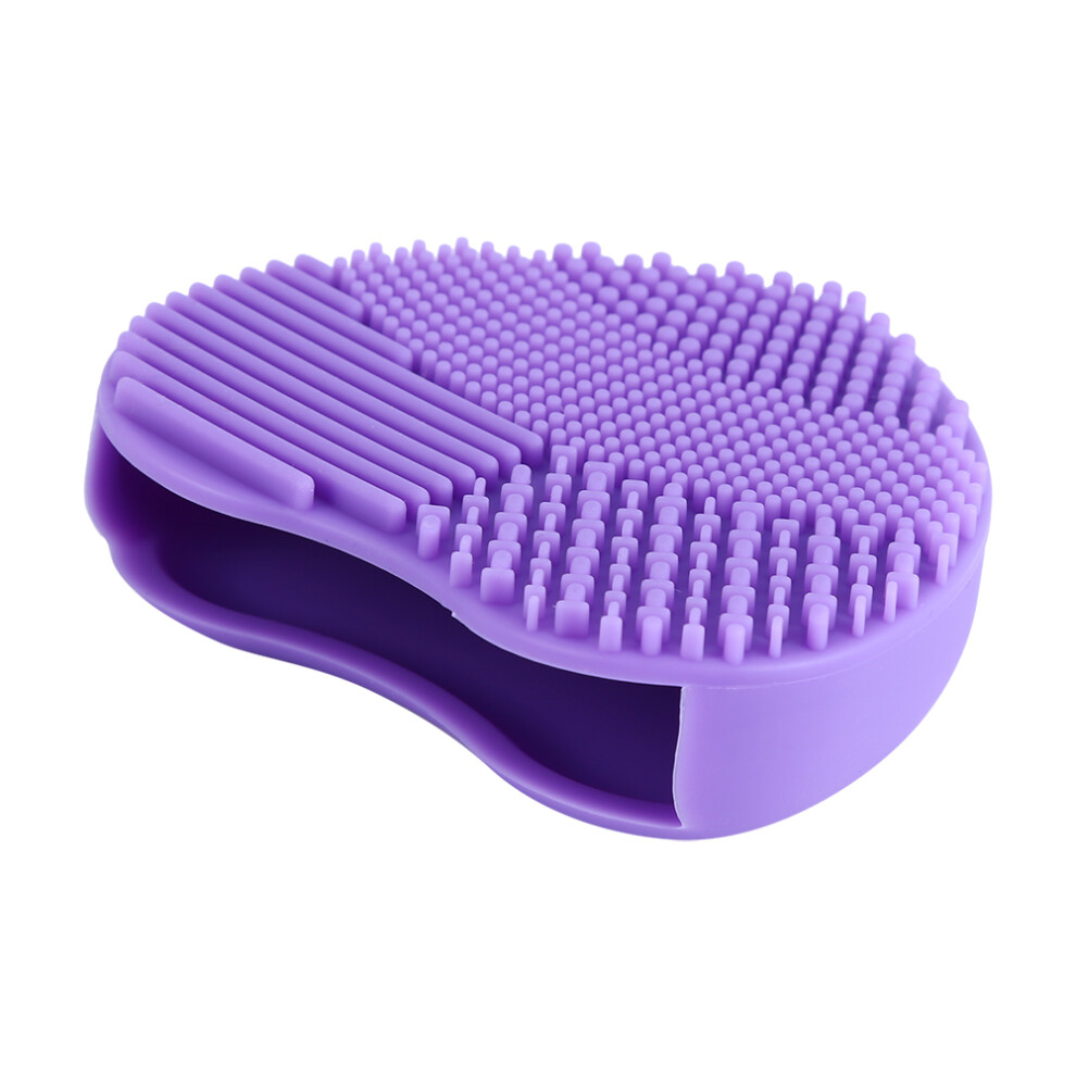 Makeup Brush Cleaning Silicone Scrubber Portable Hand Tool Purple for Cosmetics