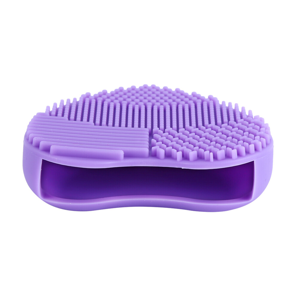 Purple Portable Silicone Makeup Brush Cleaner Board For Cosmetics Uses