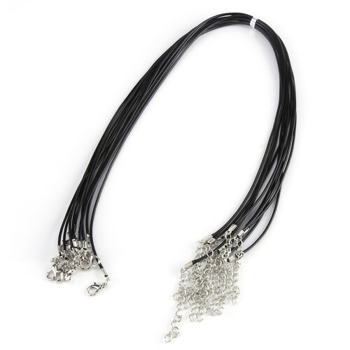 10pcs Adjustable Wax Rope Necklace Cord String 18inch Black 2
