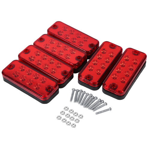 6 Pcs 8 LED Side Marker Indicator Lights for Trucks Trailers 12V Red 1