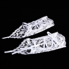 Vintage Ivory Lace Fingerless Bridal Gloves - Rhinestone Wedding Accessory