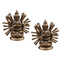 Antike Messing-Tausendhand-Guanyin-Statue, heiliges-2 Stück