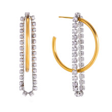Trendy Mixed Color Hoop Drop Earrings With Long Fringe For